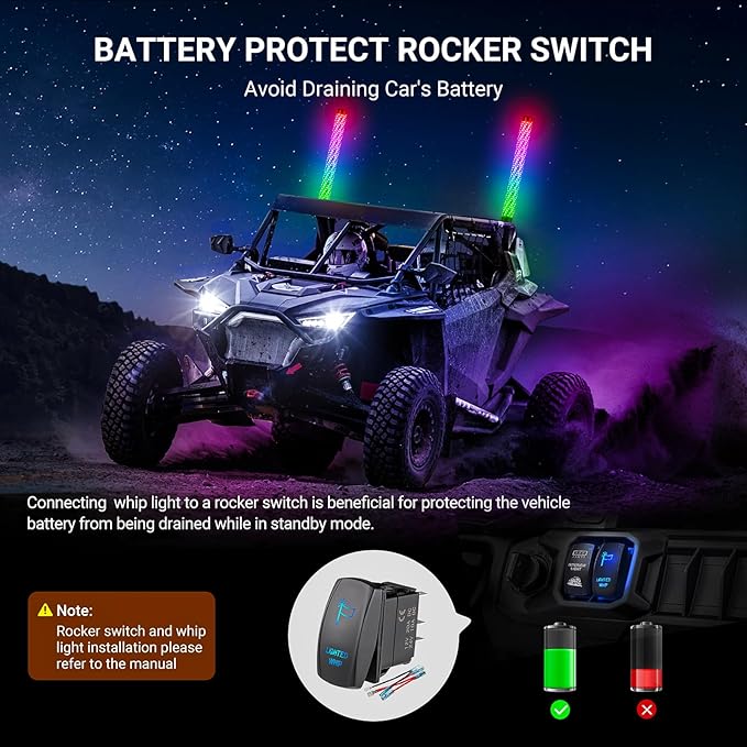 2FT Fat Whip Lights for UTV ATV - Image 6
