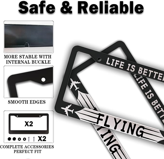 License Plate Frames Black and White Automotive Exterior Accessories Life is - Image 4