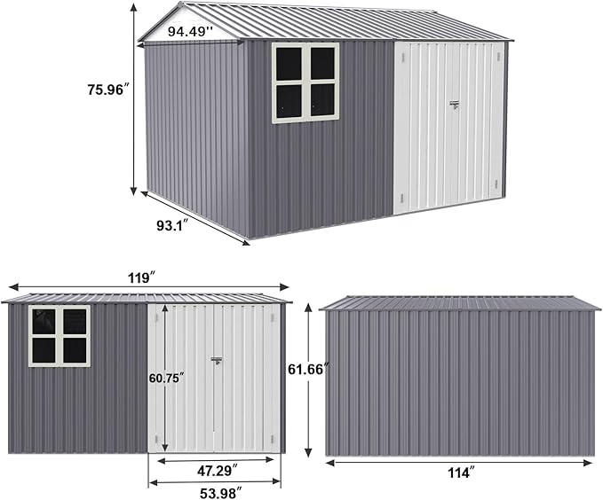 8x10 FT Outdoor Storage Shed, Metal Garden Shed - Image 4