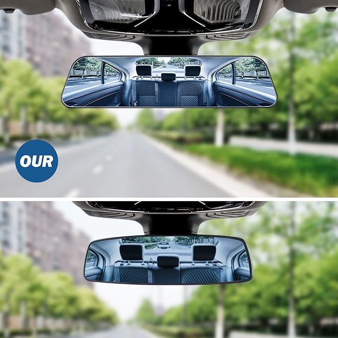 JOYTUTUS Rearview Mirror, 12 Inch Panoramic Anti-Glare Clip-on Wide Angle - Image 2