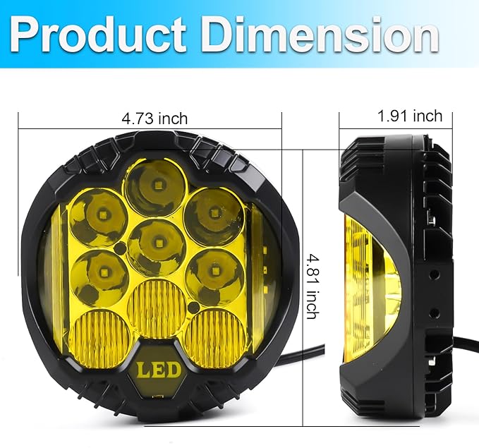 LIGBT 2PCS 5 Inch Amber Yellow Round LED Offroad Light - Image 6