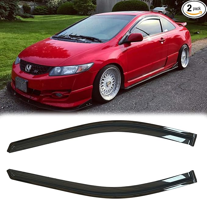Side Window Wind Deflector, Out-Channel Tape-On Nice Rain Guards Set, Window by Puermto