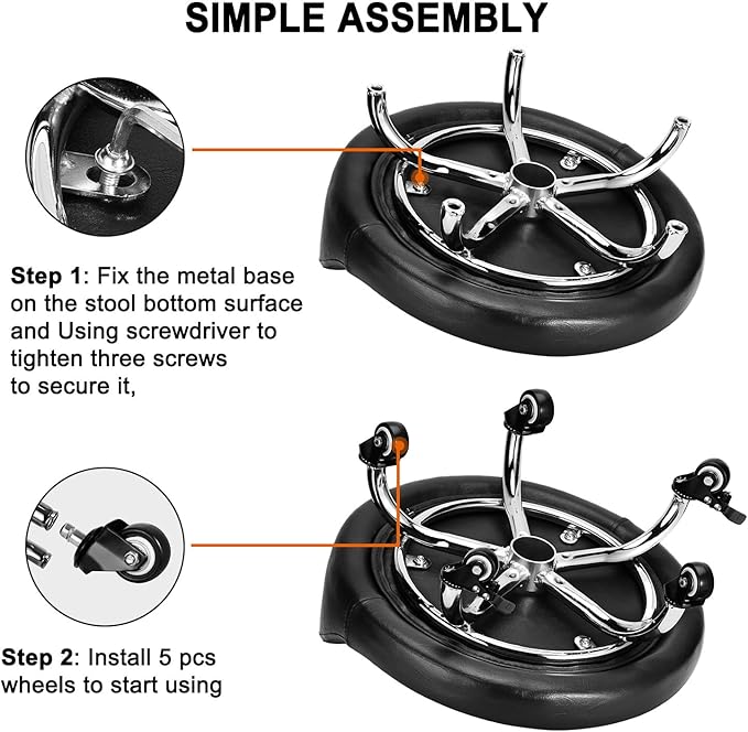 Rolling Stool with Backrest Low Height Rolling Stool with PU Leather, Roller - Image 8
