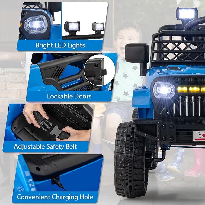 Costzon Kids Ride On Truck, 12V Battery Powered Electric Vehicles w/Remote - Image 5