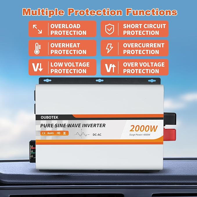 2000W Pure Sine Wave Inverter 24V DC to 120V AC Converter - Image 3