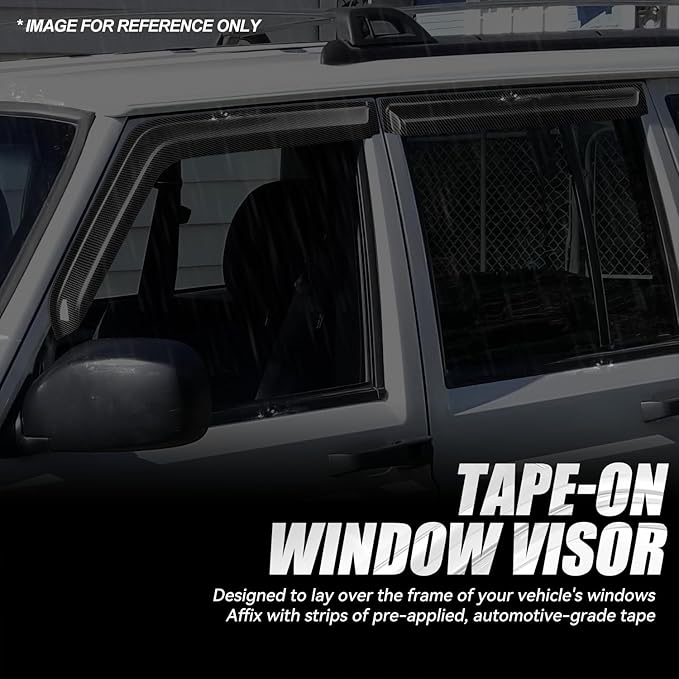 Auto Dynasty 4Pcs Carbon Fiber Pattern Window Visors Compatible - Image 3
