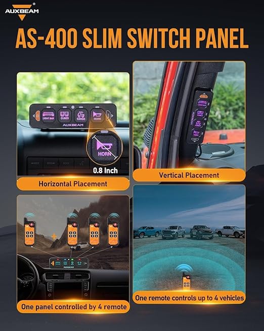 Auxbeam 4 Gang Slim Switch Panel Bluetooth RGB AS-400 - Image 4