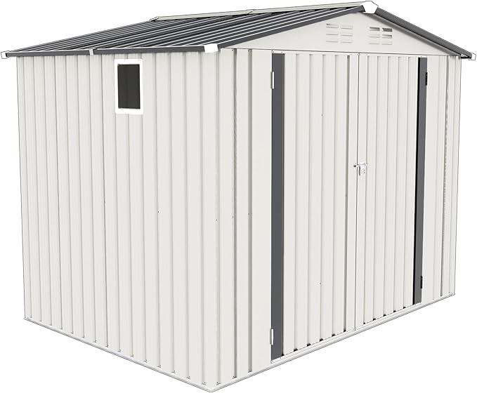 8x5.7x6FT Storage Shed, Outdoor Galvanized Steel Garden Shed - Image 7