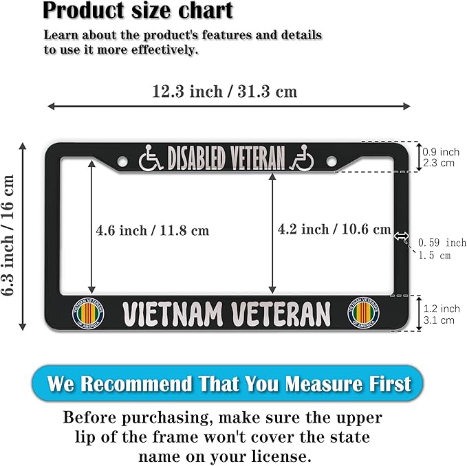 License Plate Frames Black and White License Plate Covers Disabled Vietnam - Image 2