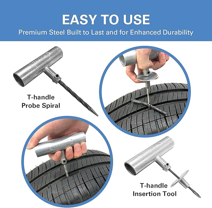 CKAuto Universal Tire Repair Kit, Heavy Duty Car Emergency Tool Kit - Image 4