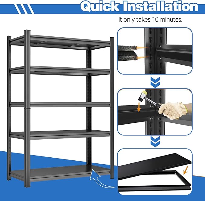 Garage Shelving 5-Tier Metal Storage Shelves 3500LBS Garage Storage Shelves - Image 3
