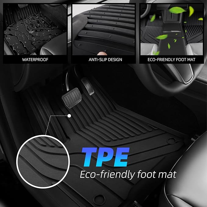 Tesla Model Y Floor Mats for Tesla Model Y 2020-2024, TPE All Weather Custom - Image 3