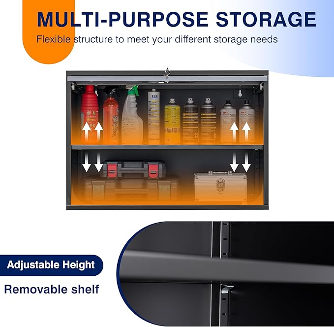 Yizosh Metal Wall Cabinet with Doors and Shelves, Wall Mounted Storage Cabinet - Image 5