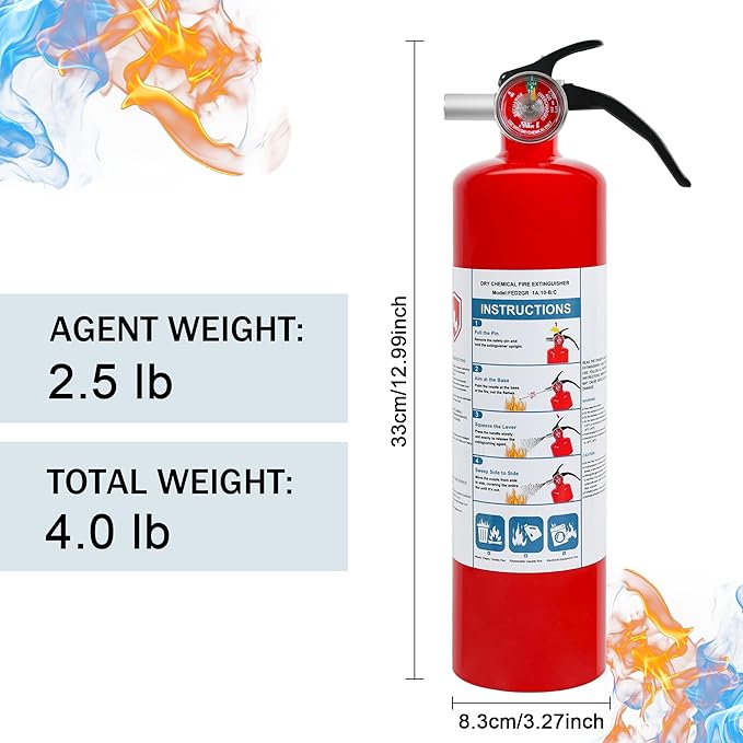 2 Pack ABC Dry Chemical Fire Extinguishers, 2.5 lb 1A:10B:C Rating - Image 5