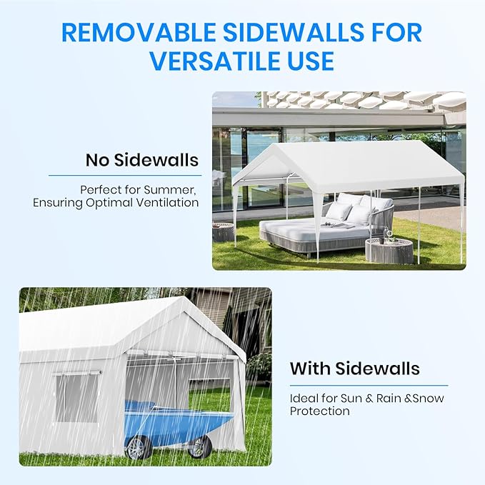 Carport 10x20 FT Heavy Duty, Outdoor Portable Garage - Image 6