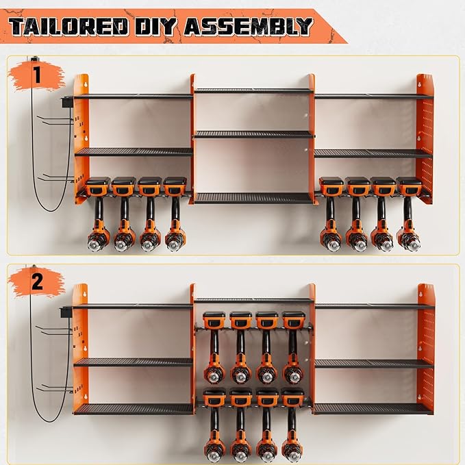 Power Tool Organizer with Charging Station Wall Mount, 3 Layer Expanded Heavy - Image 5