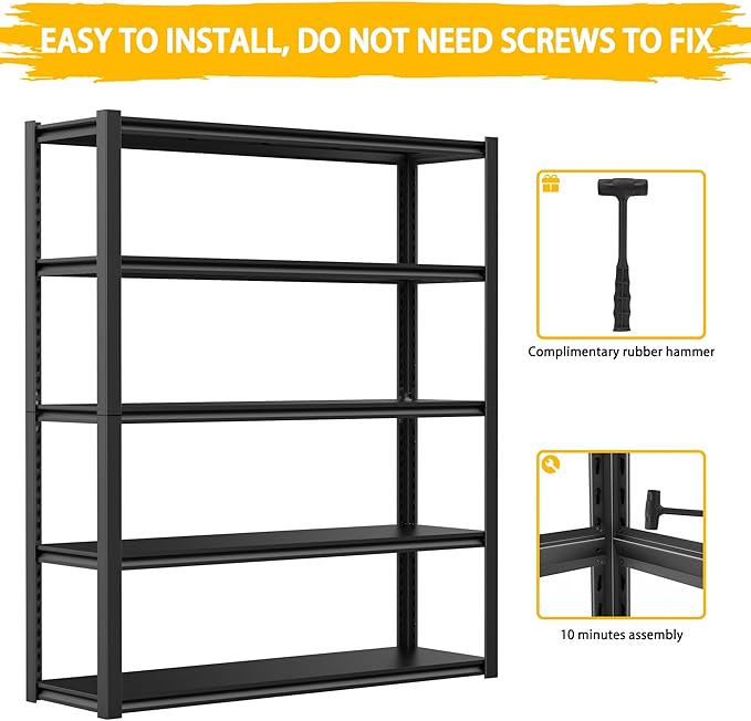 3000LBS Heavy Duty Garage Shelving Units and Storage, 5 Adjustable Levels - Image 4