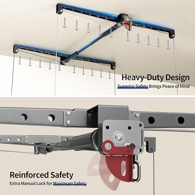 Overhead Garage Storage Rack, Heavy-duty 4x4 Ft Ceiling Storage Racks - Image 7