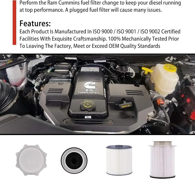 6.7 Cummins Fuel Filter Water Separator Set Fits - Image 6