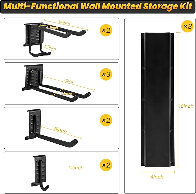 Garage Tool Organizer Wall Mount, 48-Inch Multi-Functional Garage Hooks Heavy - Image 2