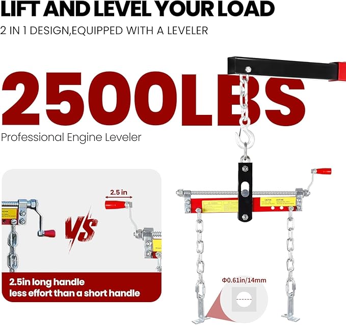 5500 Lbs Folding Cherry Picker Engine Hoist, 2.5 Ton Engine Crane - Image 4