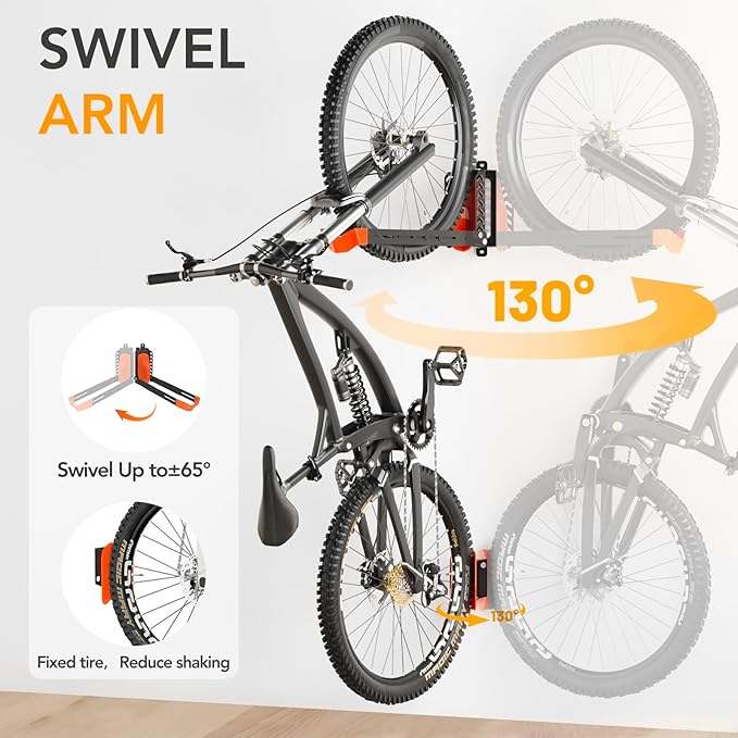 3-Pack Swivel Bike Rack Wall Mount, Bike Hangers - Image 4