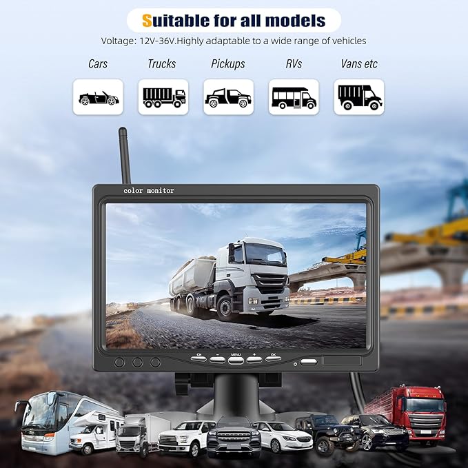 1080P Wireless RV Backup Camera System, 7 Inch Reverse Camera Monitor - Image 4