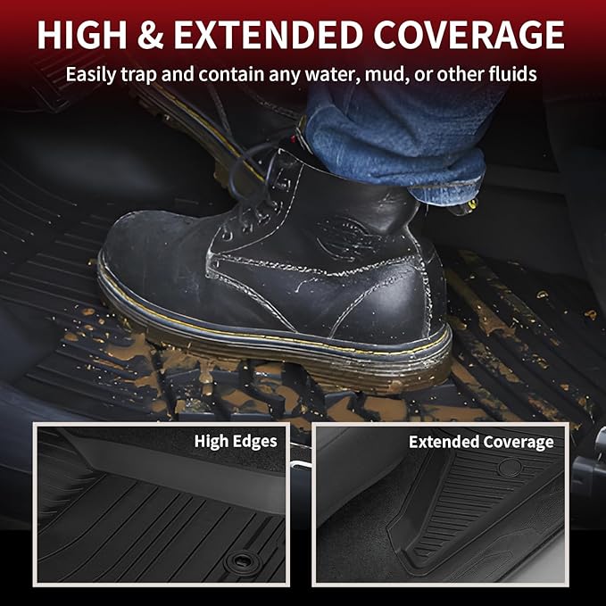 LASFIT Floor Mats for Toyota Tacoma 2016-2023 Double Cab All Weather Custom Fit - Image 3