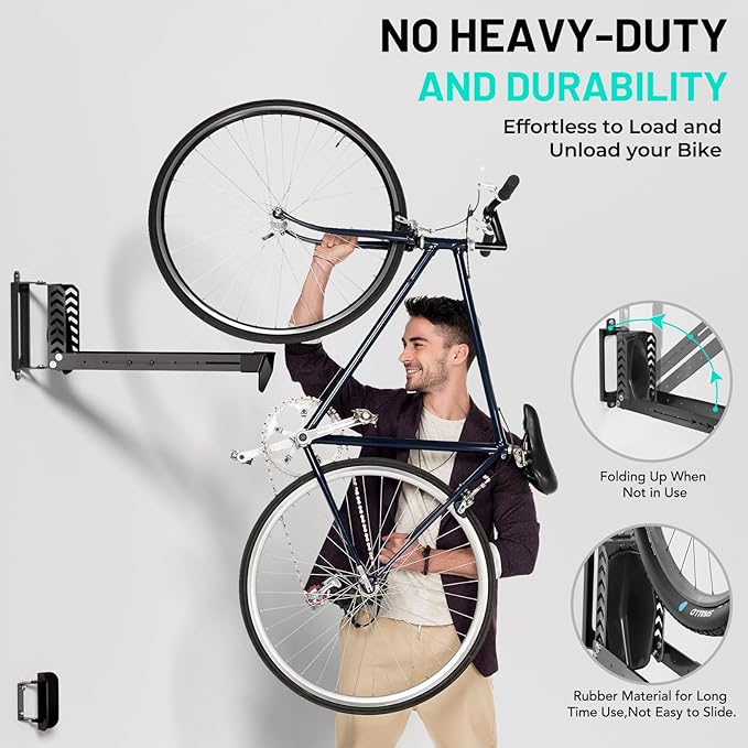 3-Pack Swivel Bike Rack Wall Mount, Bike Hangers - Image 3