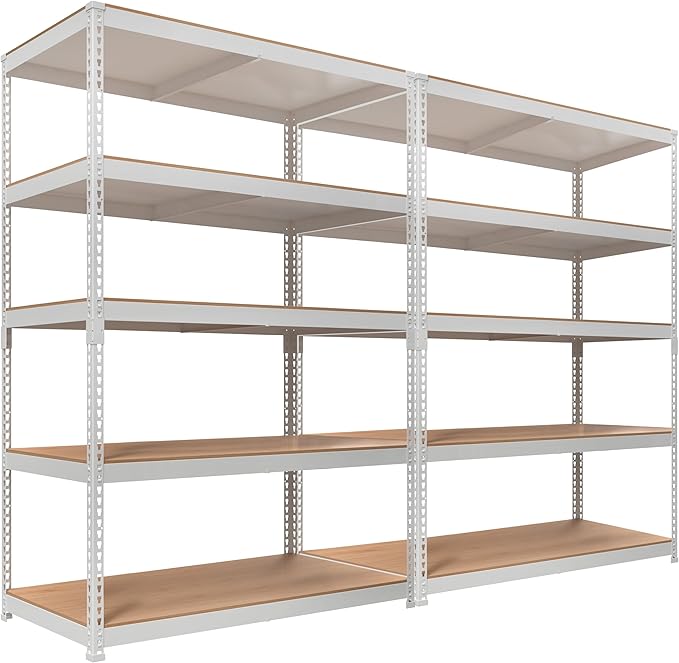 HOMEDANT White 5 Tier Laminated Boltless Heavy Duty Garage Storage Adjustable by TheBestOrganizingSolution