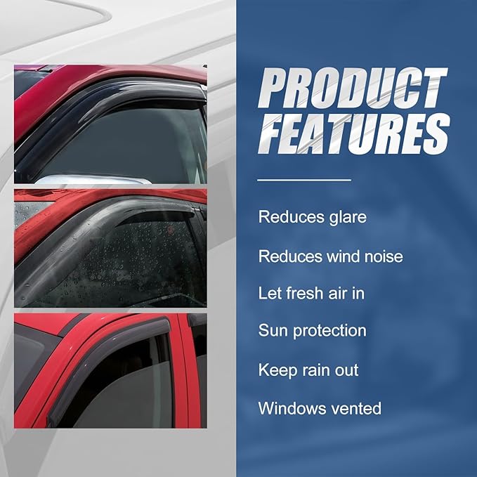 Auto Dynasty Set of 2 Carbon Fiber Pattern Window Visors Compatible - Image 4