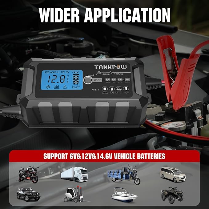 6-Amp Automotive Battery Charger, 6V and 12V Smart Car Battery Charger - Image 5