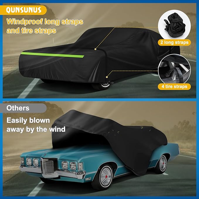 QUNSUNUS Waterproof Car Cover for Pontiac Grand Prix 1962-1977, Outdoor Car - Image 4