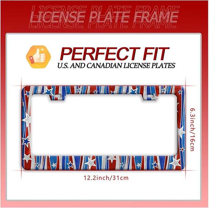 Personalized License Plate Frame American Flag License Plate Frames Funny Auto - Image 7