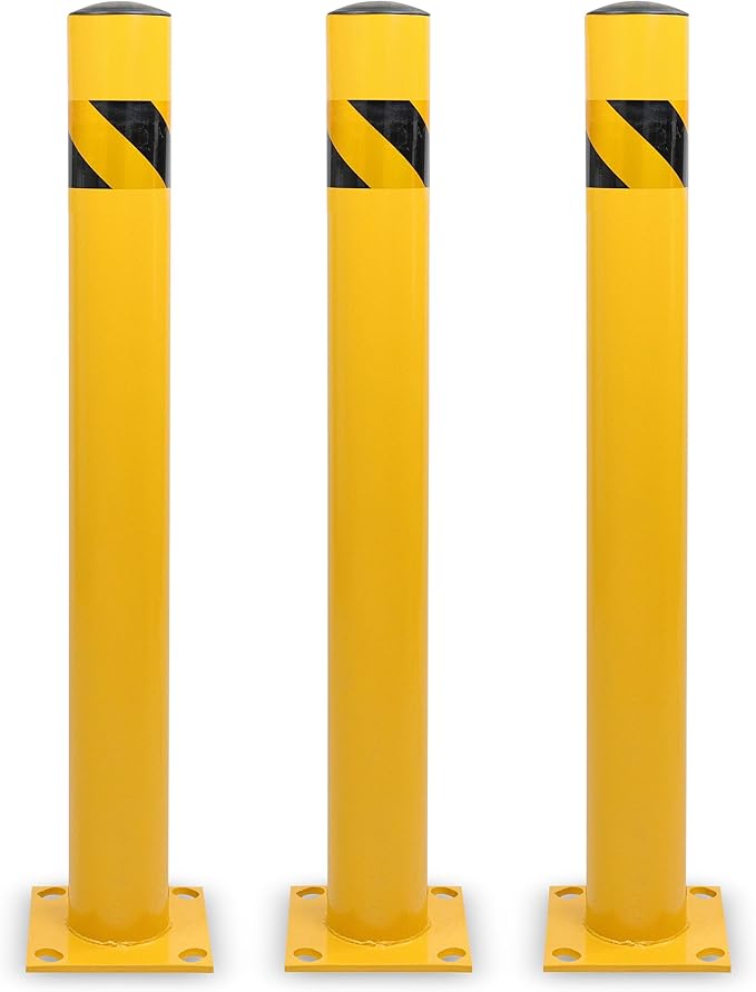 BISupply Safety Bollard Post Parking Barrier 3 Pack - 42in Yellow Pipe Bolt by BISupply