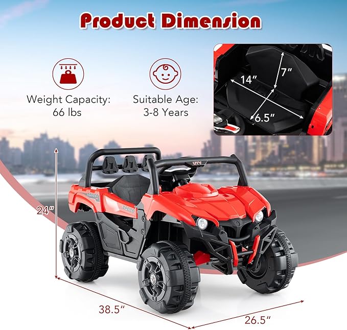 OLAKIDS 12V Ride on Car UTV, Battery Powered Off-Road Kids Electric Vehicles - Image 5