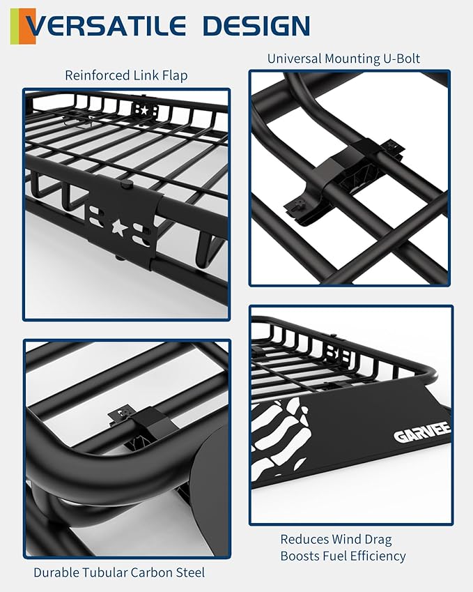 51" x 36" Universal Roof Rack Carrier Basket, 200 Lbs Capacity Car Cargo Rack - Image 2