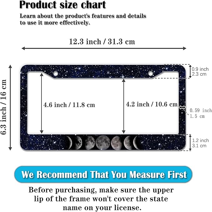 Automotive Exterior Accessories Black and White License Plate Frames Celestial - Image 2
