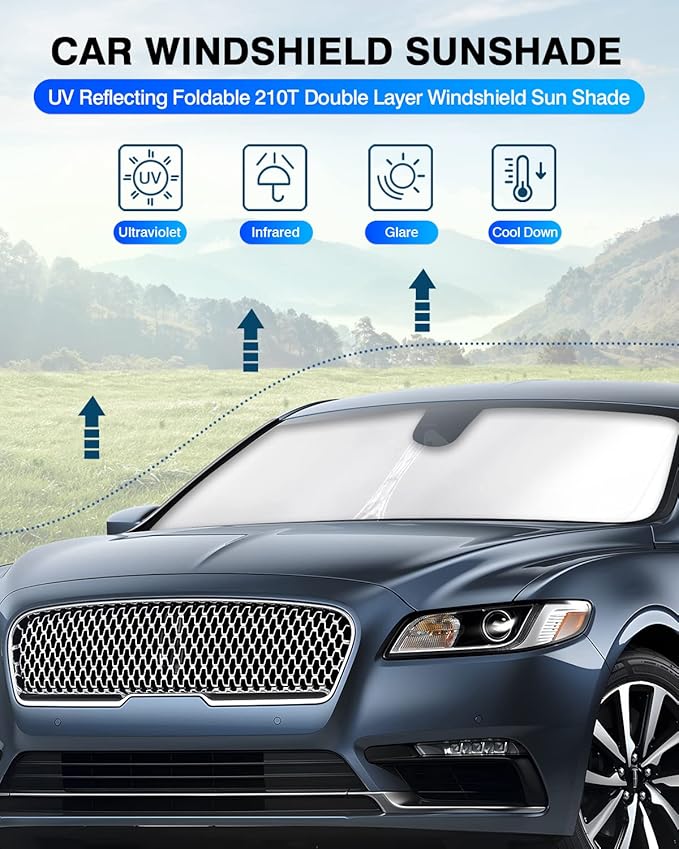 KUST Windshield Sun Shade for Lincoln Continental 2017-2020 Window Shade Sun - Image 2
