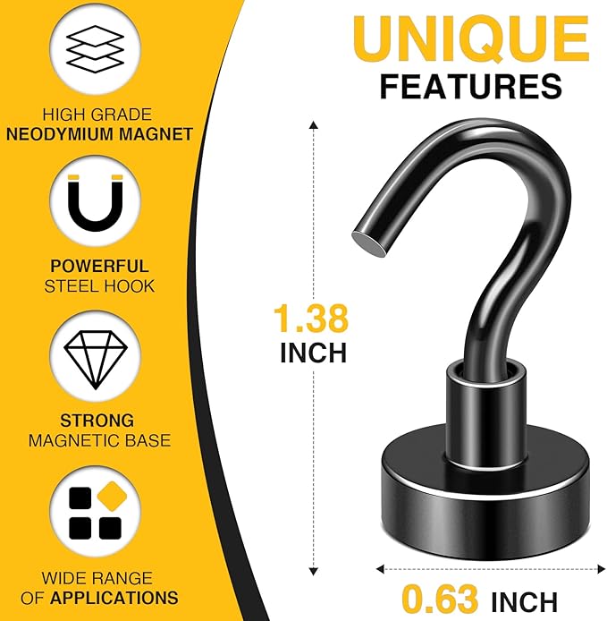 DIYMAG Magnetic Hooks, 30Lbs Facilitate Hook Neodymium Magnet Hooks - Image 2