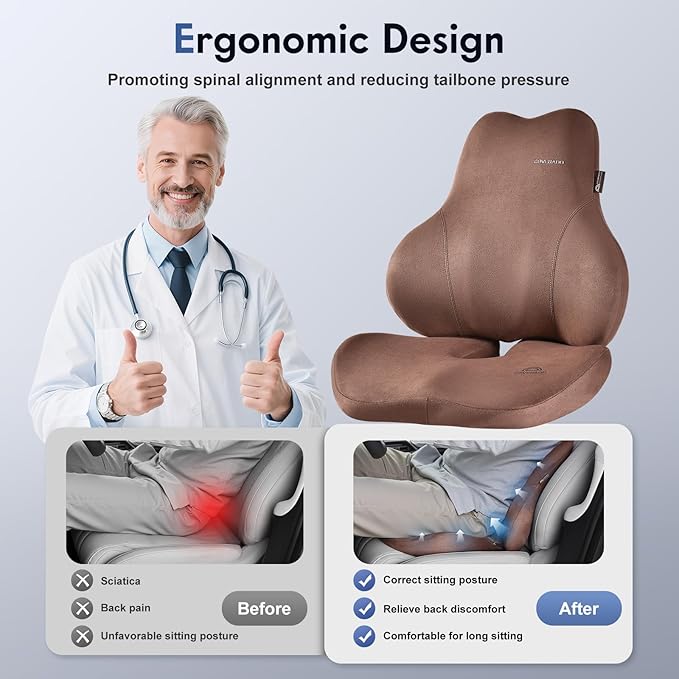 Coverado Memory Foam Car Seat Cushion and Lumbar Support Pillow - Image 4