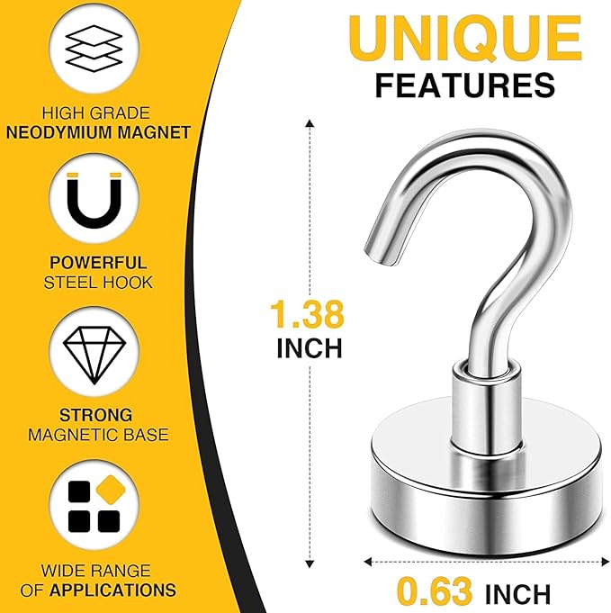 DIYMAG Magnetic Hooks, 30Lbs Strong Heavy Duty Cruise Magnet, Magnetics S-Hooks - Image 3
