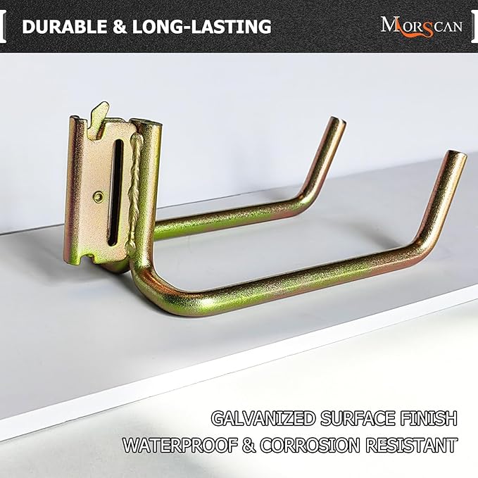 4 Pack E Track Heavy Duty Shovel Hanger, Large Steel Tool Hook Double J Hook - Image 6