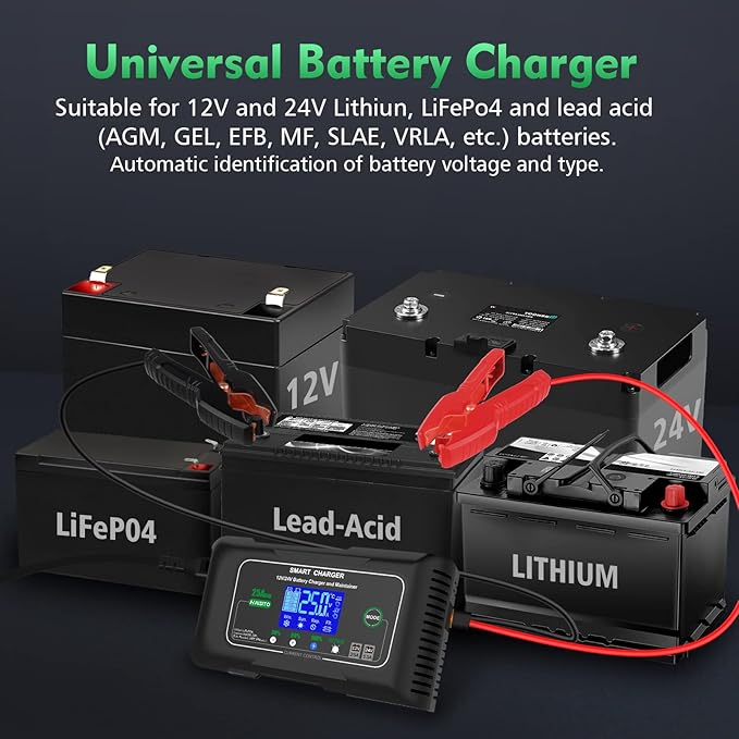 25 Amp Lithium Battery Charger, 12V and 24V Lifepo4, Lead-Acid Battery Charger - Image 3