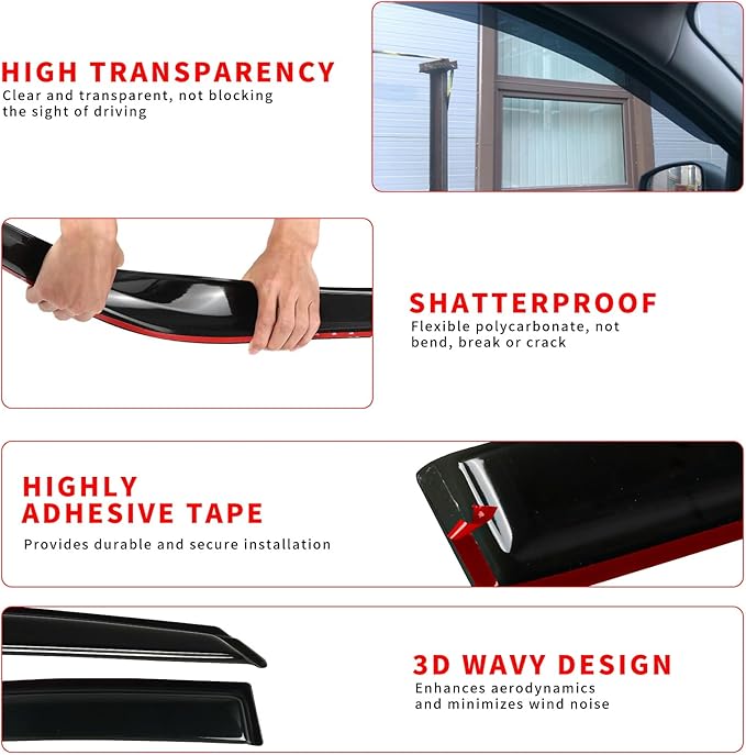 Rain Guard Fit for 2005-2010 Jeep Grand Cherokee, Outside Mount Side Window - Image 4