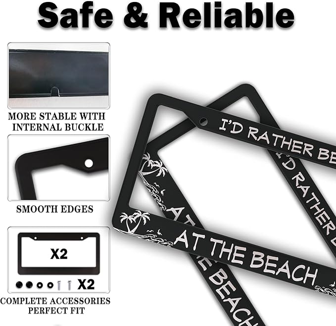 License Plate Frames Black and White License Plate Covers I'd Rather Be at The - Image 4