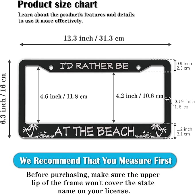 License Plate Frames Black and White License Plate Covers I'd Rather Be at The - Image 2
