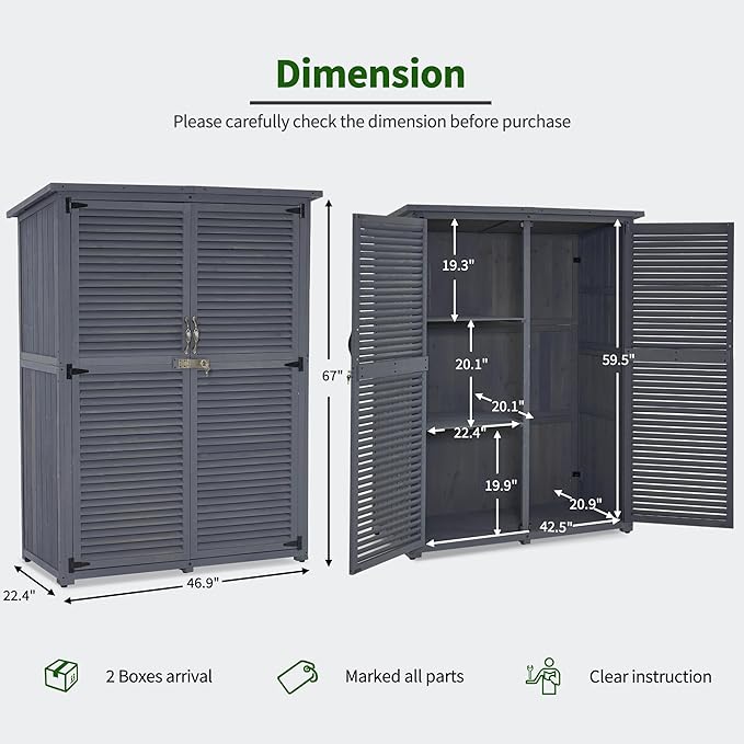MCombo Outdoor Storage Cabinet, Wooden Storage Shed - Image 3