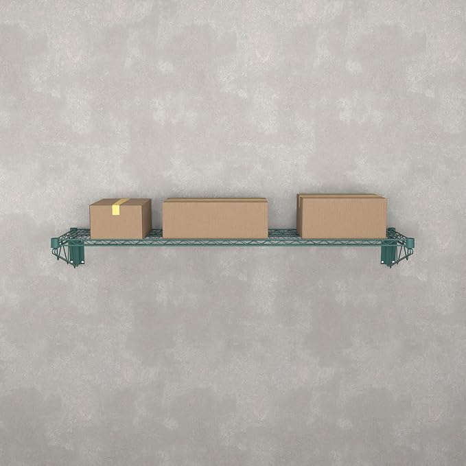 14" x 60" Green Epoxy Wire Wall Mount Shelf - Image 5