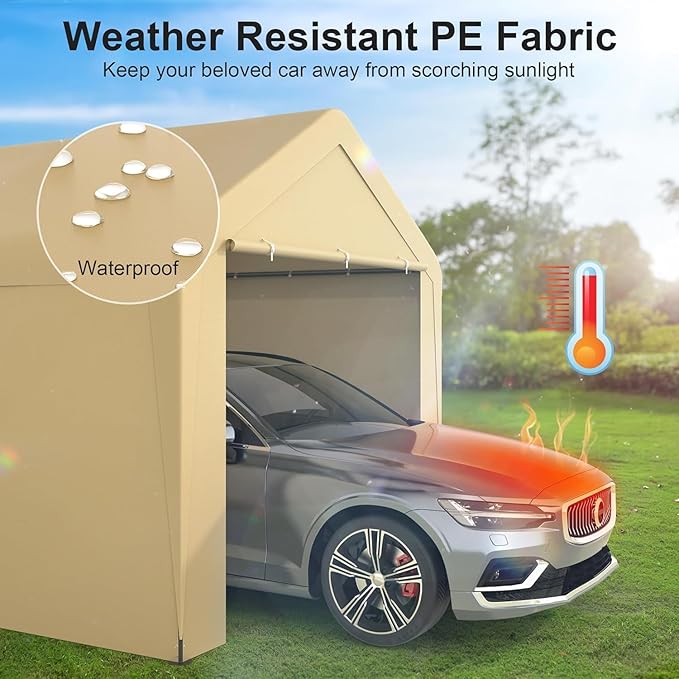Carport 10x20 Heavy Duty Portable Garage w/Removable Sidewalls & Roll-Up Door - Image 5
